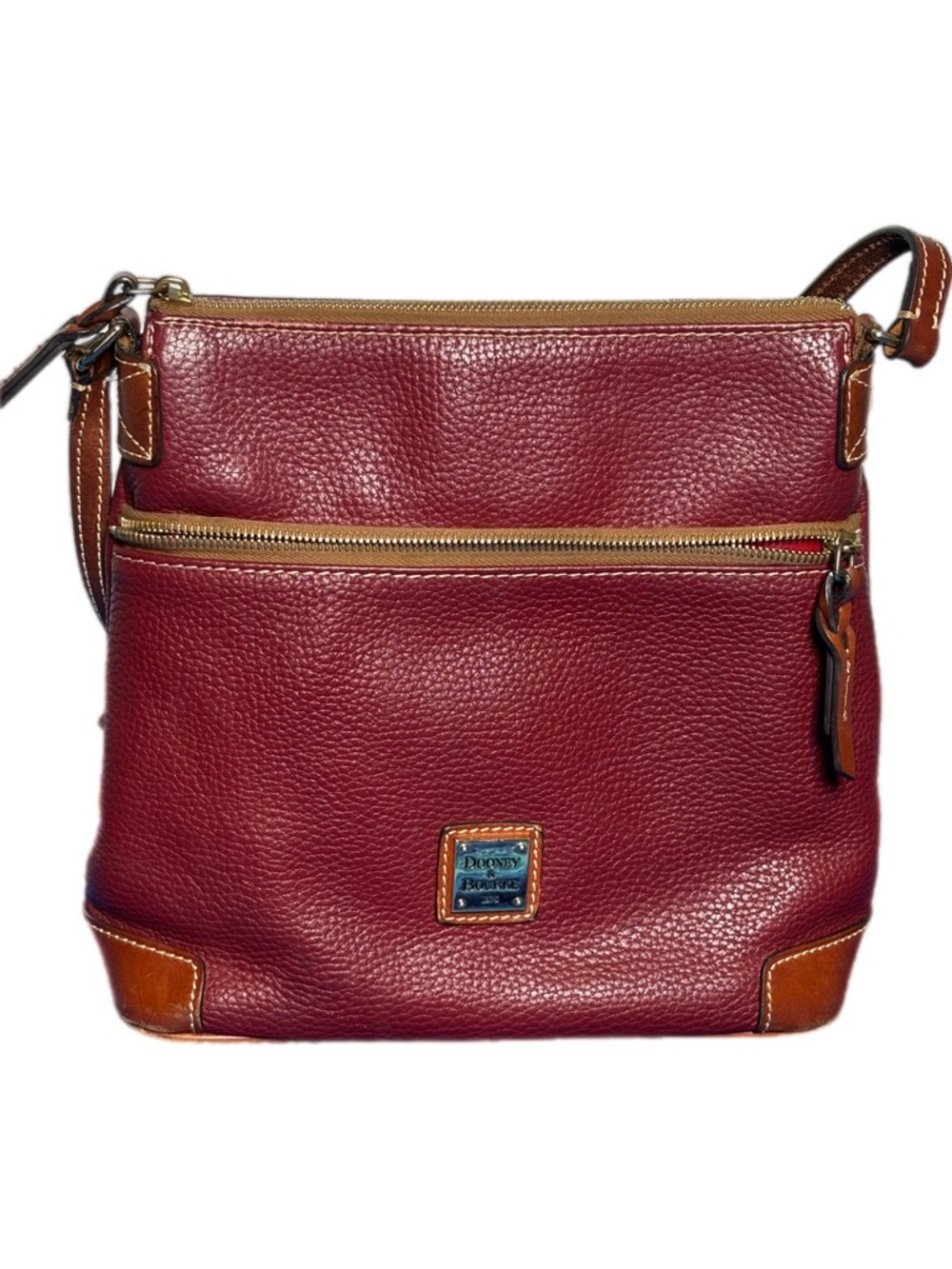 Dooney & Bourke Red Leather Shoulder Bag Pebbled Multi Zip Crossbody Strap - Picture 3 of 12